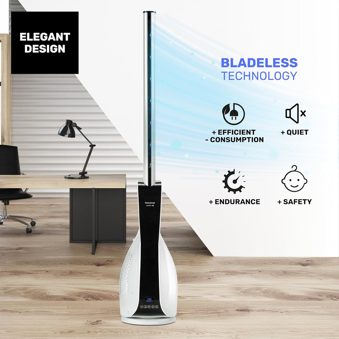 Taurus Babel Invisible Turmventilator, 101 cm, 12 Geschwindigkeiten, 3 Modi, 100 % Gleichstrom-Motor
