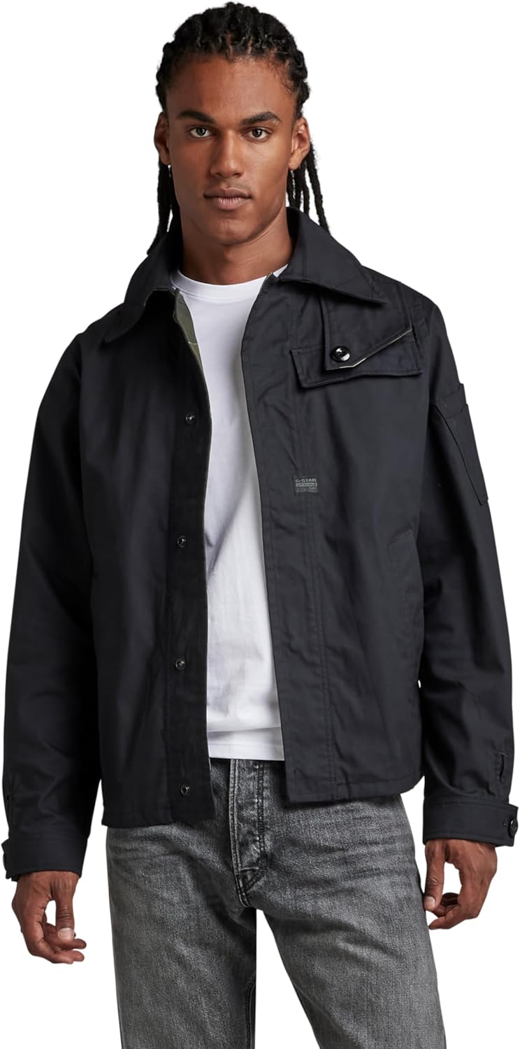 G-STAR RAW Herren High Collar Overshirts XL Schwarz (Caviar D21981-9288-d301), XL Schwarz (Caviar D2