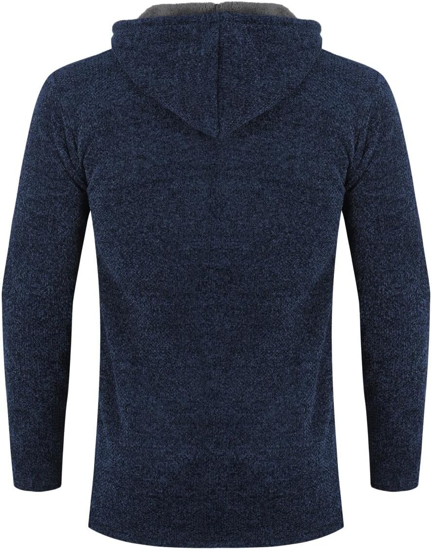 Allthemen Herren Strickjacke mit Kapuze Lang Gefüttert Cardigan Grobstrick Kapuzenjacke Kapuzenpullo