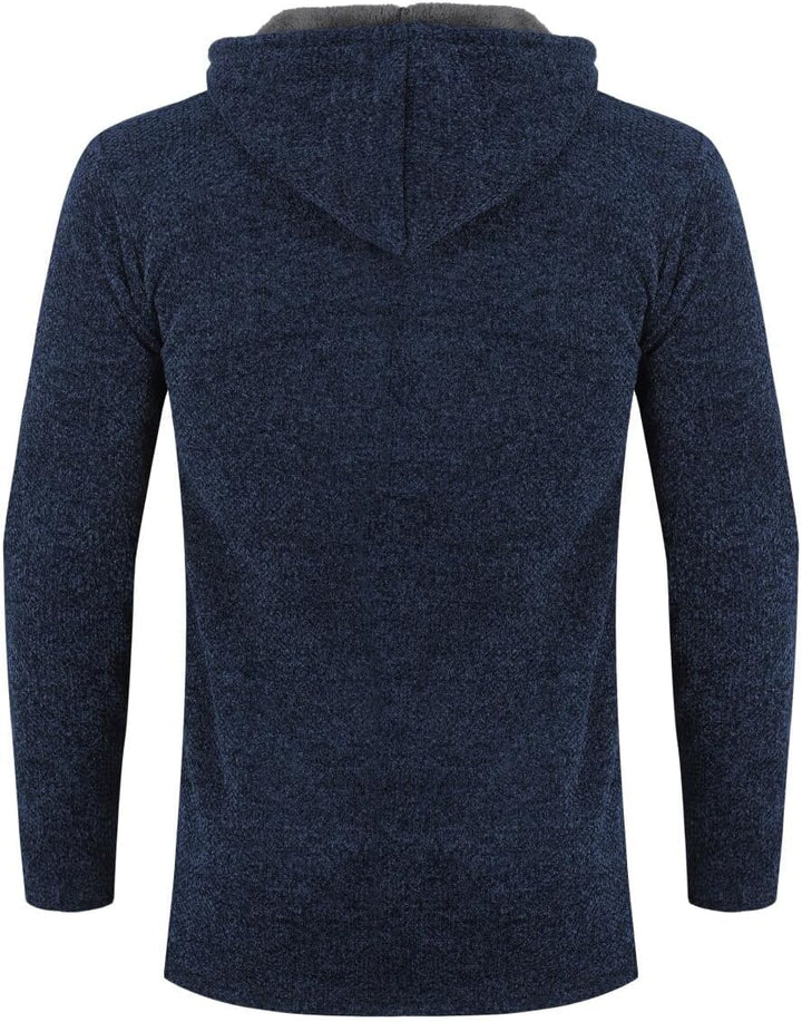Allthemen Herren Strickjacke mit Kapuze Lang Gefüttert Cardigan Grobstrick Kapuzenjacke Kapuzenpullo