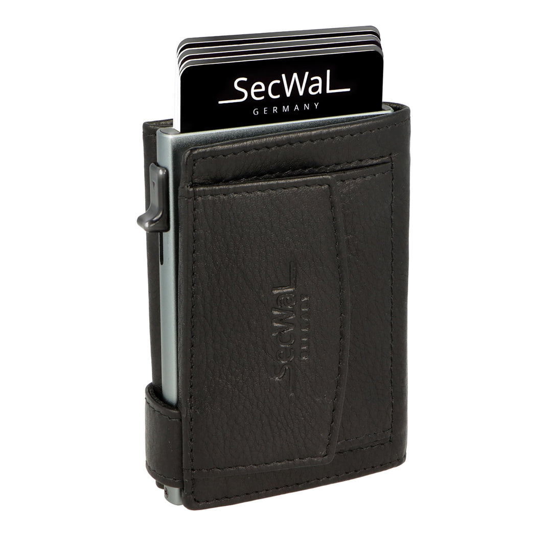 SecWal Kartenetui mit Münzfach Druckknopf inkl. Geschenkbox - Made in Germany - Echtleder Mini Geldb