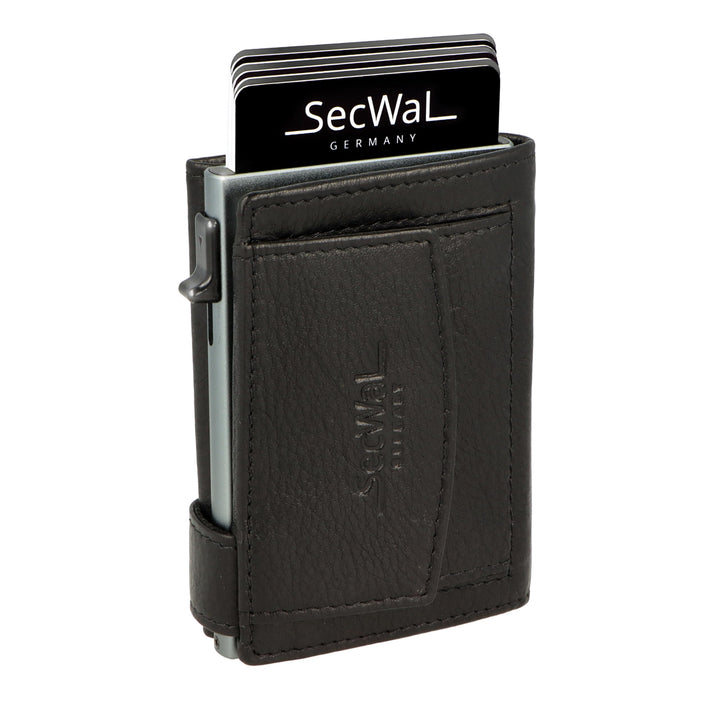 SecWal Kartenetui mit Münzfach Druckknopf inkl. Geschenkbox - Made in Germany - Echtleder Mini Geldb