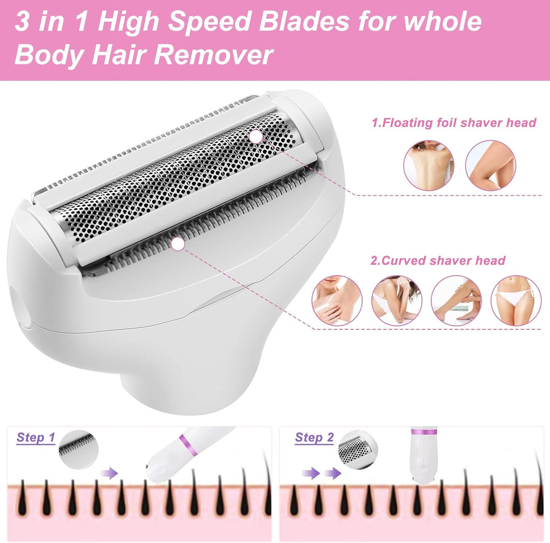 Elektrischer Rasierer für Damen Nass & Trockenrasur,4in1 Damenrasierer Ladyshaver Elektrorasierer, A