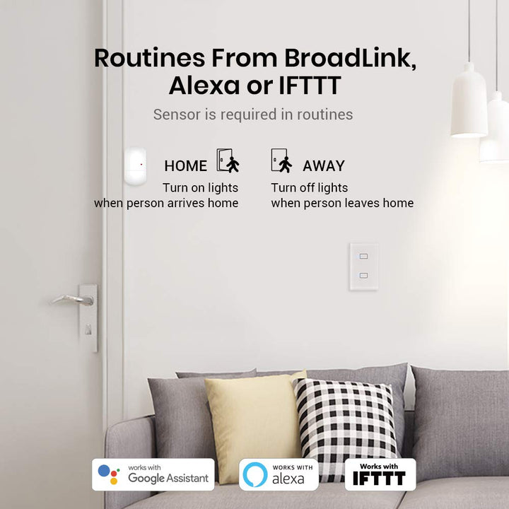 BroadLink - Smart Touch Wall Switch, 2-Fach-Ein-Draht-Schalter, kein Neutralleiter oder Kondensator