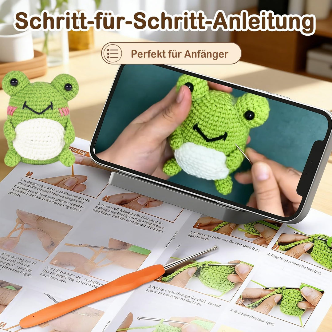 Häkel-Set für Anfänger, Häkel-Kit für Absolute Neulinge mit Schritt-für-Schritt-Videoanleitungen, Hä