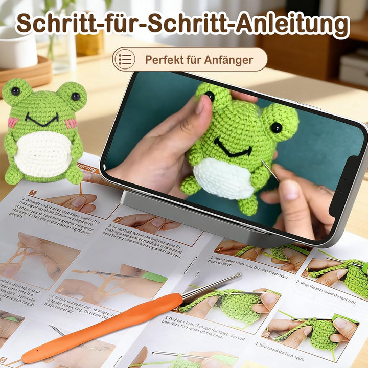 Häkel-Set für Anfänger, Häkel-Kit für Absolute Neulinge mit Schritt-für-Schritt-Videoanleitungen, Hä