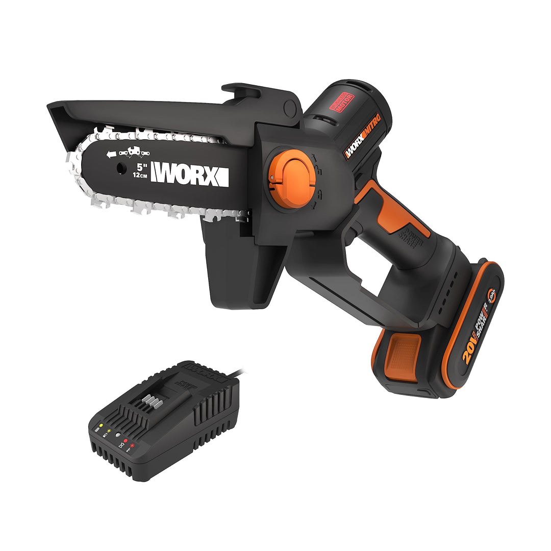 WORX WG325E NITRO Profi Mini Akku-Kettensäge 20V - Einhand Ast-Säge - starker Brushless Motor - 12cm