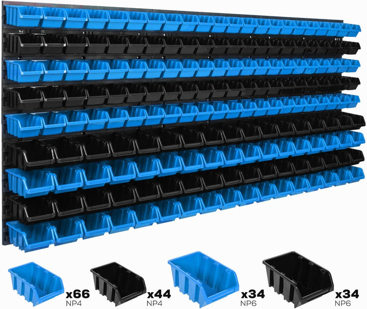 Lagersystem Wandregal 1728 x 780 mm | 178 stck. Box | Stapelboxen Schüttenregal Sichtlagerkästen | E