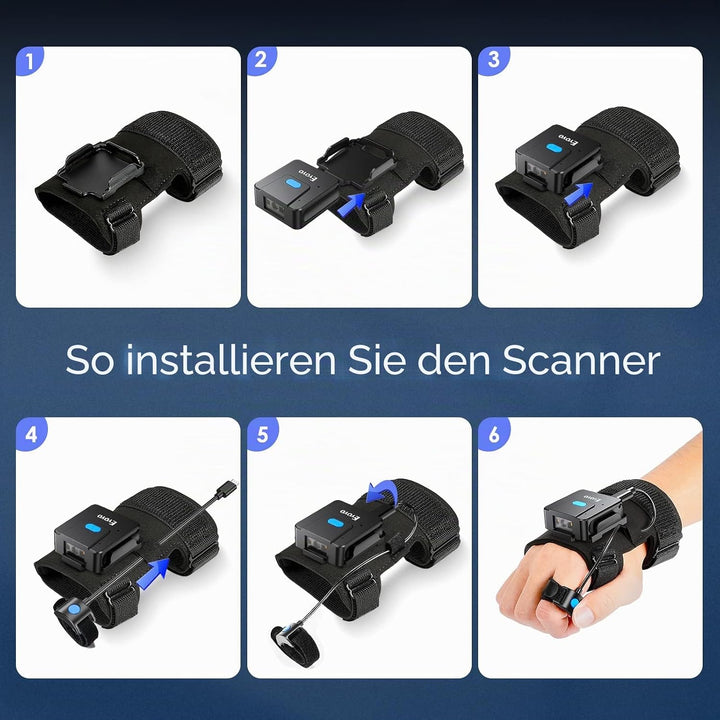 Eyoyo Wearable Glove QR Code Scanner, 1D 2D Finger Ring Bluetooth Barcode Scanner, Left&Right Hand W