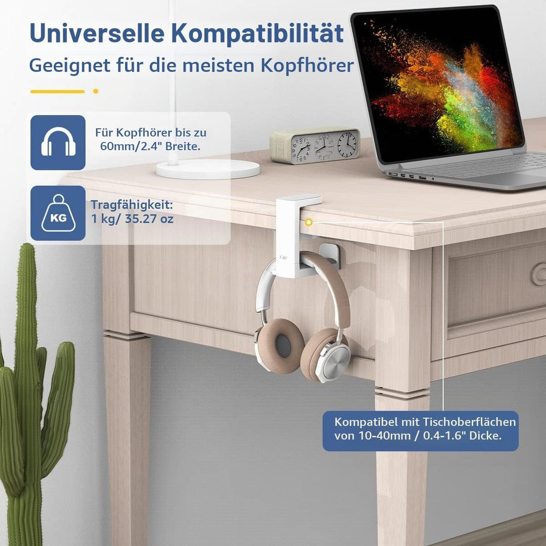 KIWIFOTOS Kopfhörer Halterung Halter Unter dem Tisch, Kopfhörer Ständer Kopfhörer Haken für Home-Off