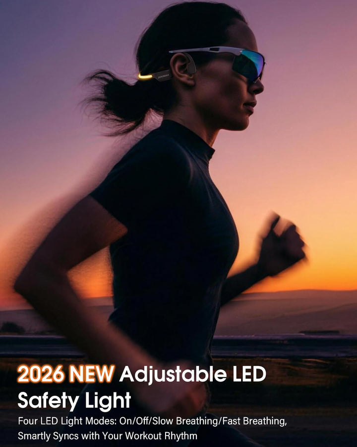 Knochenschall Kopfhörer Bluetooth 6.0 mit LED-Sicherheitslicht, Open Ear Sportkopfhörer Bluetooth mi