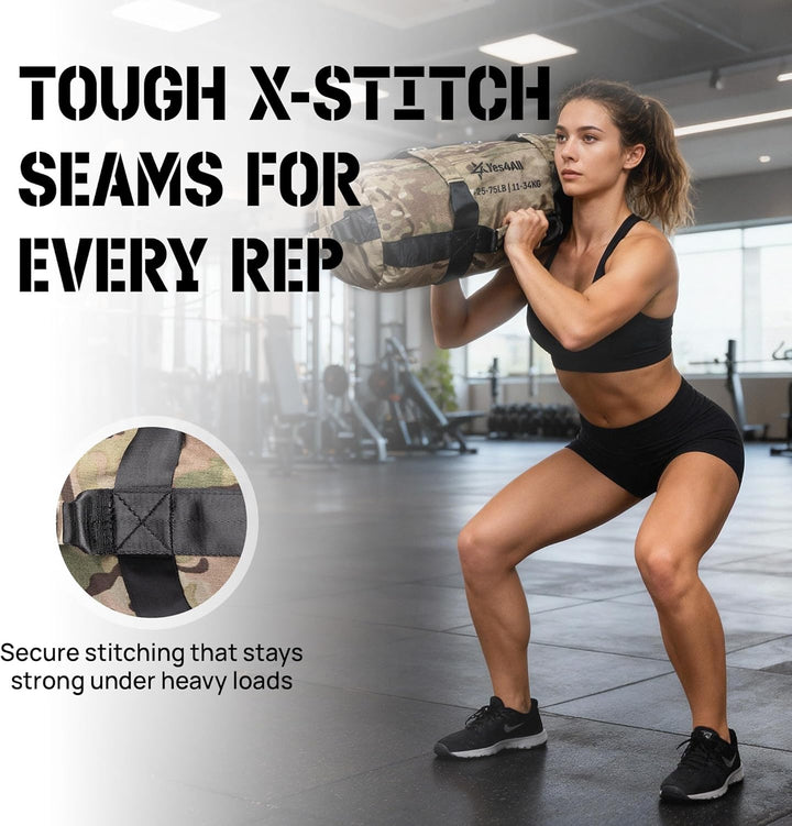Yes4All Verstellbar Gewichtssack für Fitness mit 7 Griffe - Power bag ideal für Krafttraining, Ungef