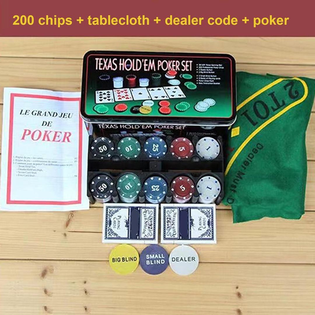 Poker-Chips, 200 Stück, Texas Hold'em Chips, 200 Stück, multifunktional, verschleissfestes Design, p
