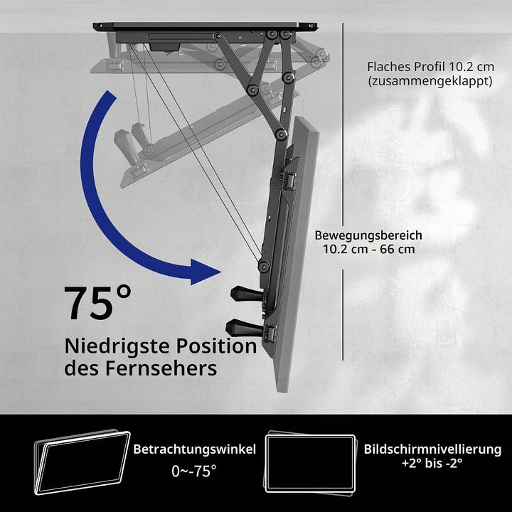 VIVO Elektrische Decken-TV-Halterung für 32 bis 70 Zoll Bildschirme, Grosse Motorisierte VESA-Klapph