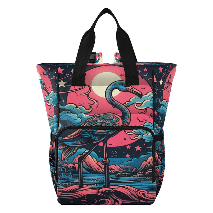 Flamingo Rosa Heulen Wickeltasche,Reiserucksack Grosse Kapazität,Tragetasche für Mütter Väter Frauen