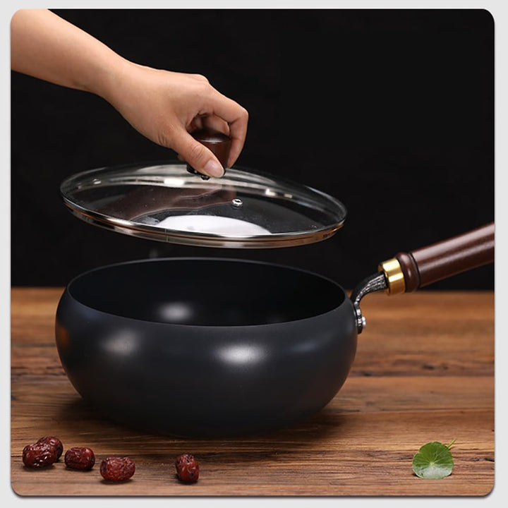 Unbeschichtete Eisenpanne,Eisen Wok, 24cm Hand-Schmiede Antikleber | Eisen Pfanne ohne Beschichtung,