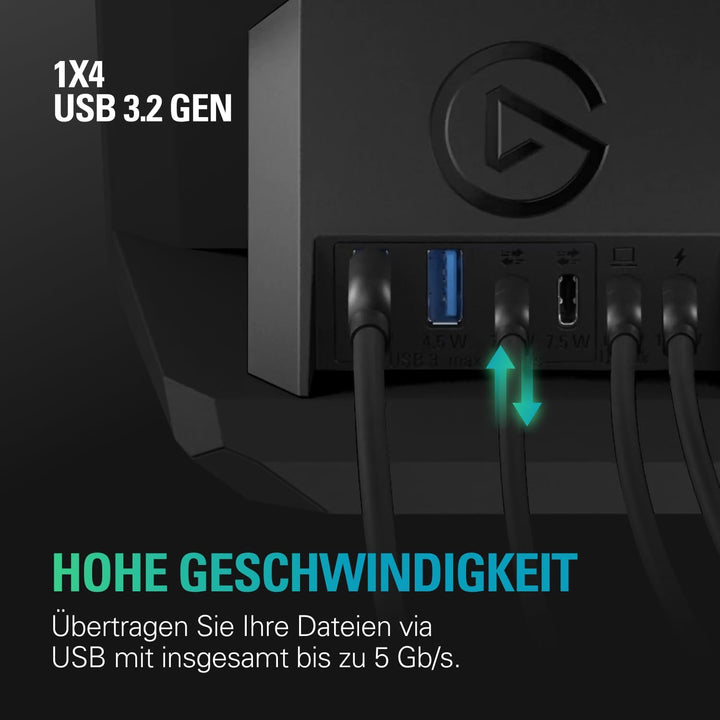 Elgato USB Hub – Für Stream Deck +, 2 USB-C-Anschlüsse/2 USB-A-Anschlüsse, Stromversorgung, SD-/micr