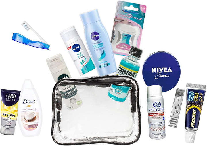 Reise-Essentials-Kit, Reiseset geeignet für Handgepäck, Urlaub und Geschäftsreisen, bestehend aus Al