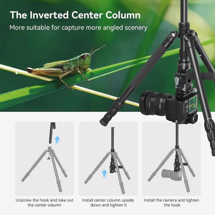 SMALLRIG 73 Zoll Video Tripod für vertikale/horizontale Aufnahmen Videostativ Einbeinstativ, mit Sch