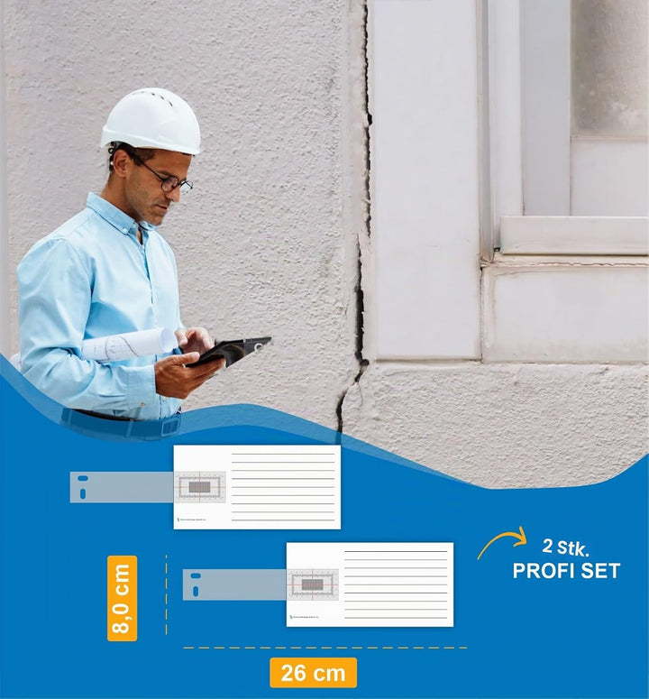 Sachverständigen-Zubehör® Rissmonitor als [Profi Messgerät] 2er Set | transparente Messlehre | Spalt