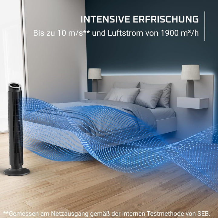 Rowenta Eole Silence Force, Tower Fan, Powerful Refreshment, Extremely Silent, Energy-Saving, Black