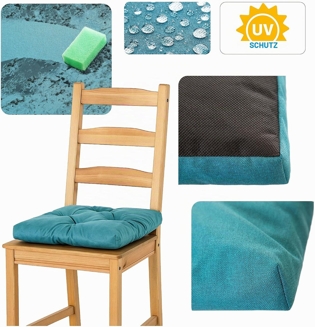 Wasserdichtes Stuhlkissen 45x45 cm – Gartenkissen für Stühle &amp; Sessel – Dickes Sitzkissen 6 cm – Out