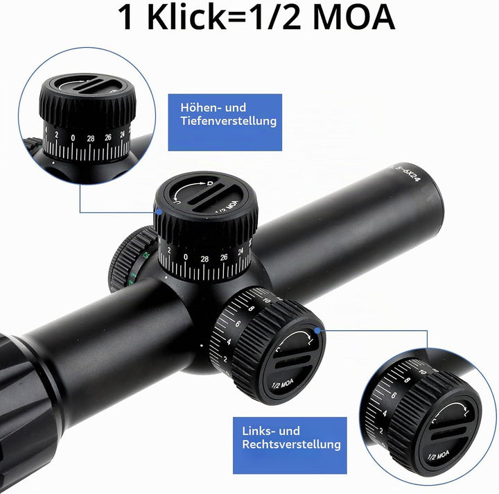 FOCUHUNTER 1.5-6X24mm Teleskop, seitlicher Parallaxenausgleich optisches Monokular, grüner voll mult
