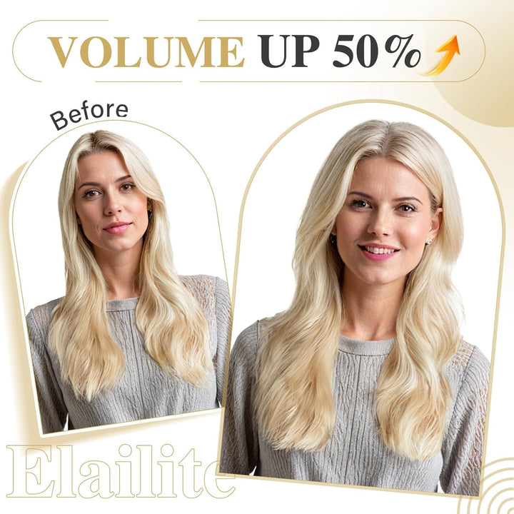 Elailite Clip in Extensions Echthaar Haarverlängerung Haarteile 8 Teilig 18 Clips für Frauen Voller