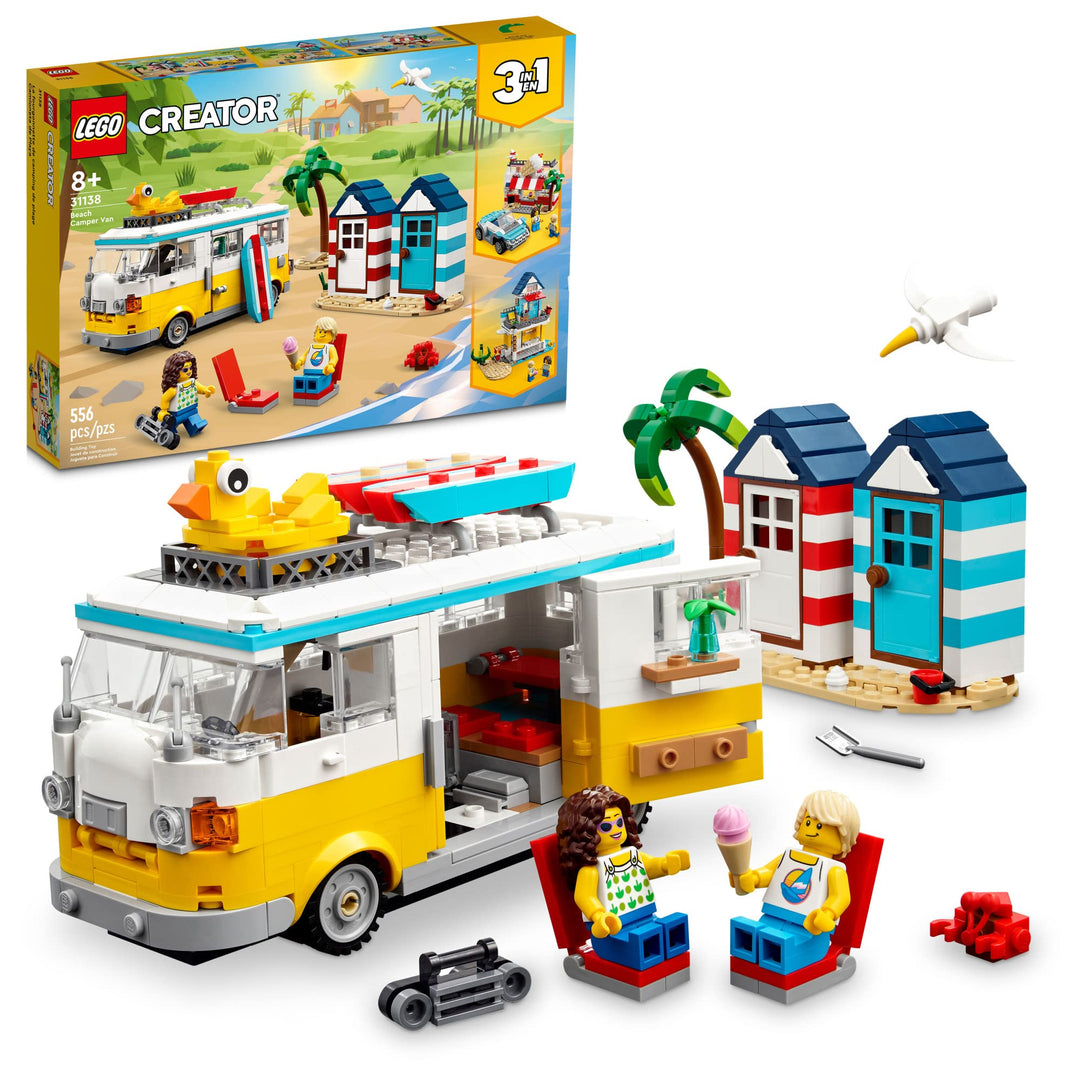 LEGO Creator 3 in 1 Bausatz für Wohnmobil Eisdiele Strandhaus, tolles Geschenk für Surfer, Jungen un