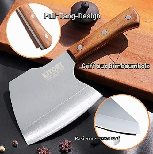 Kitory Hackmesser 16 cm Klinge, Extradicker 6,25 mm für gefrorenes Fleisch und grosse Knochen, Extre