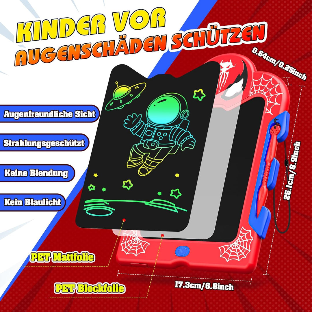Braxel LCD Schreibtafel Kinder, 2 Stück Maltafel Zeichenbrett Kinder– Farbig/Löschbar/Löschsperre, K