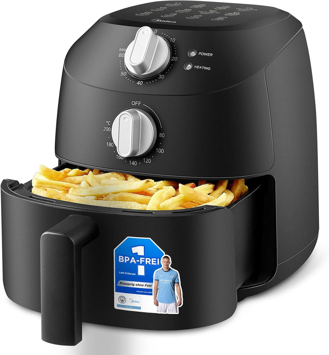 Midea Heissluftfritteuse 2L,1150W Airfryer, Frittieren ohne Öl, Heissluft Fritteusen, Automatische A