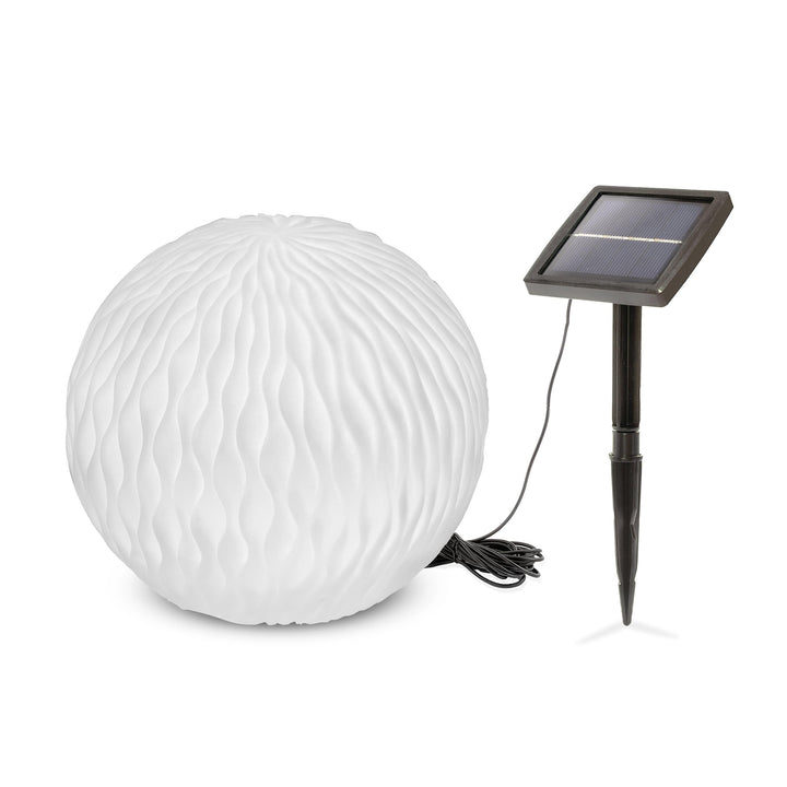 Beleuchtete Solarkugel WaveBall in Sandstein Optik - Durchmesser 25 cm - Lichtfarbe warmweiss und ka