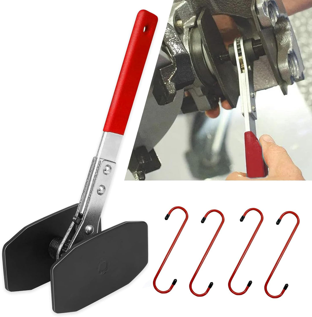 CHANG QI Bremssattelwerkzeug Ratschen Bremskolben-Rückstell-Werkzeug mit 2 Stahlplatten und 4 S Hake
