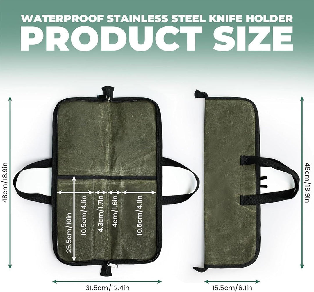 Tasche für Kochmesser – Outdoor-Besteck-Aufbewahrungstasche, tragbare gewachste Canvas-Messertasche,