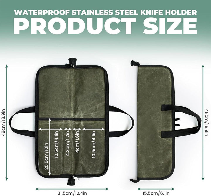 Tasche für Kochmesser – Outdoor-Besteck-Aufbewahrungstasche, tragbare gewachste Canvas-Messertasche,