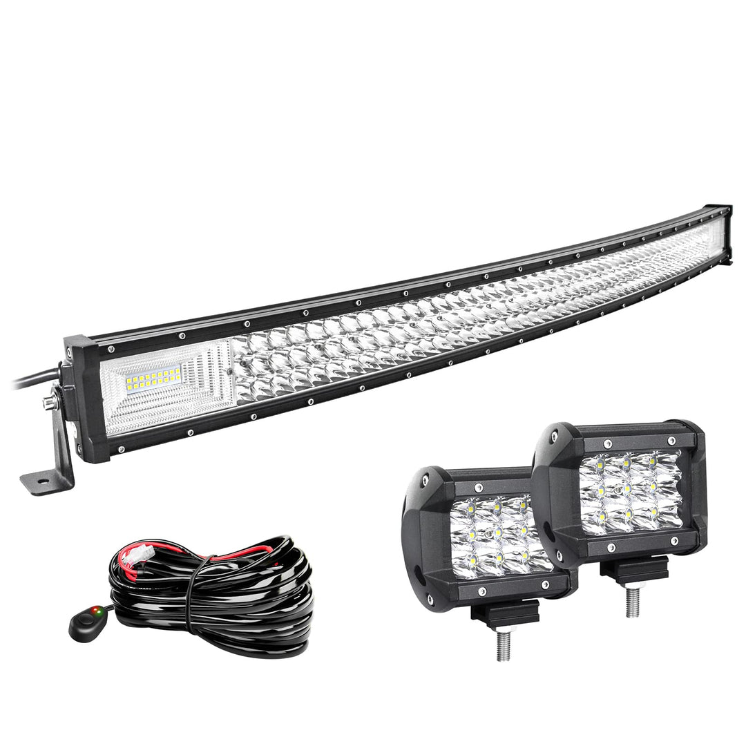 Willpower 42 Zoll 107CM 540W Led Arbeitsscheinwerfer Bar Gebogen + 2pcs 4 Zoll Led Scheinwerfer + Ka