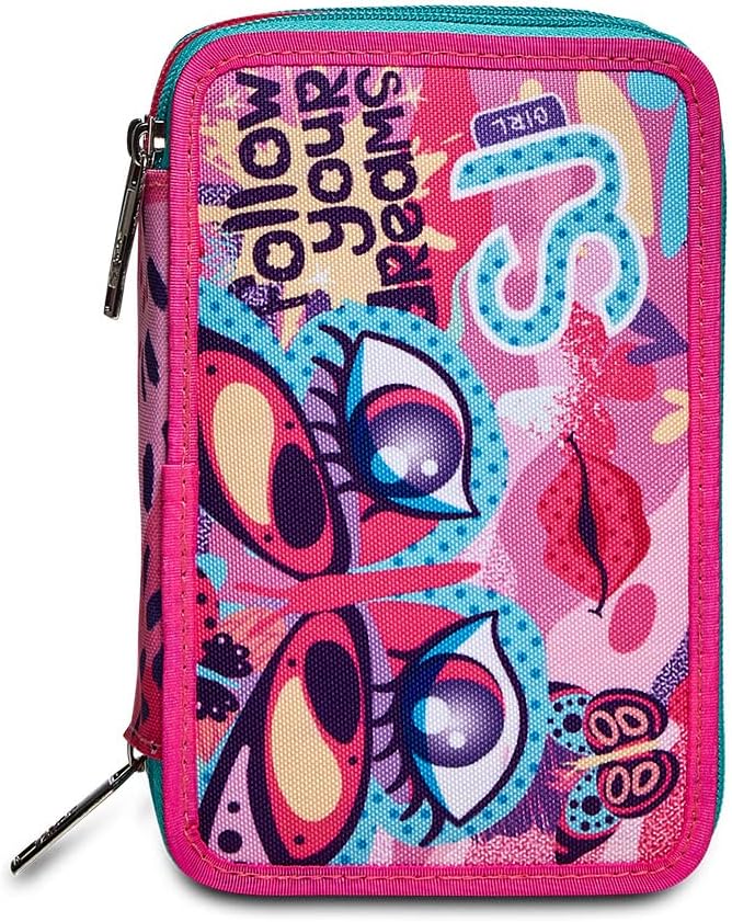 SJ GANG Federmäppchen, Mäppchen, mehrfarbig, Federtasche für Schreibwaren, Etui mit Stiften, Kugelsc