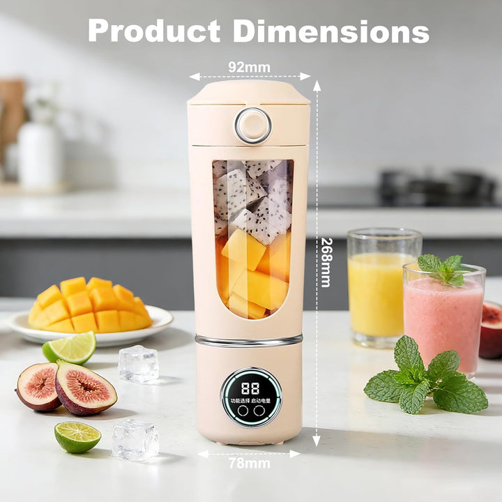 Tragbarer Mixer Smoothie Maker, 700 ml Kleiner Entsafter, Typ-C Wiederaufladbar, mit 12 Rostfreien K