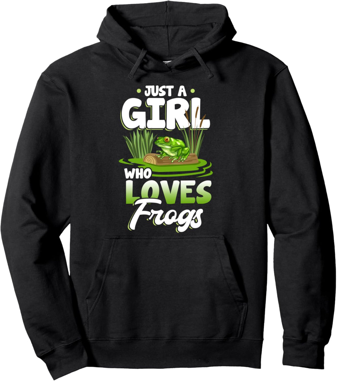 Funny Just A Girl Who Loves Frogs Cute Amphibian Lovers Pullover Hoodie