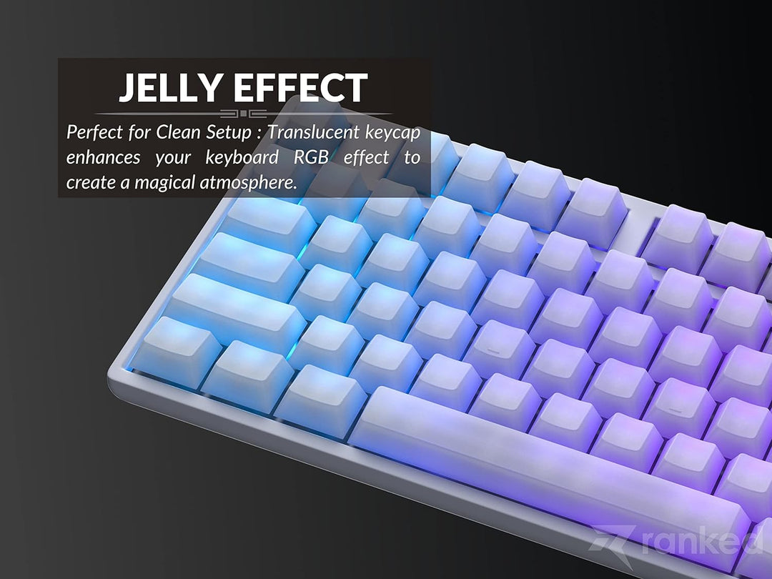 Ranked POM Jelly Hochwertiges Durchscheinendes Tastenkappen-Set | 1,45 mm Dickes PBT | Cherry-Profil