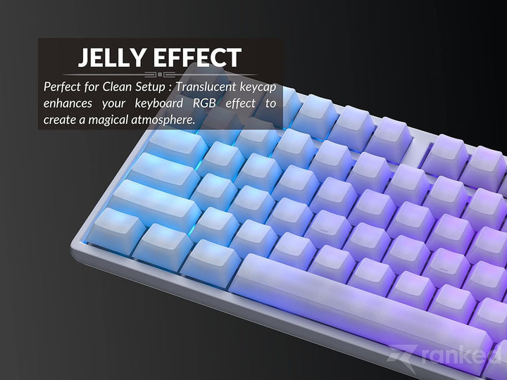 Ranked POM Jelly Hochwertiges Durchscheinendes Tastenkappen-Set | 1,45 mm Dickes PBT | Cherry-Profil