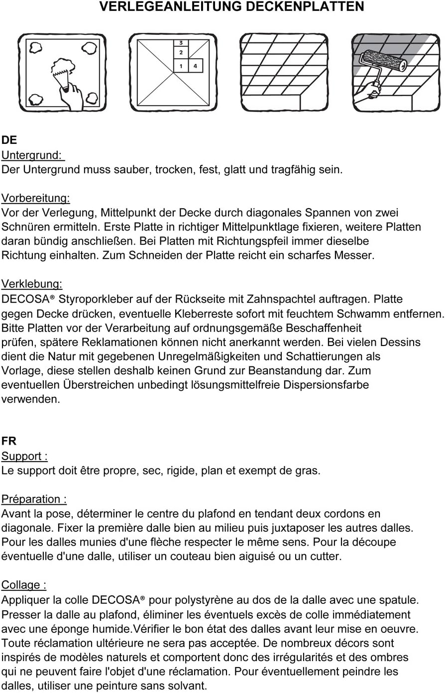 Decosa Wandpaneel Betonoptik in Anthrazit - 16 Platten = 4 m2 - Wandpaneele in Beton Dekor - Wand Pa