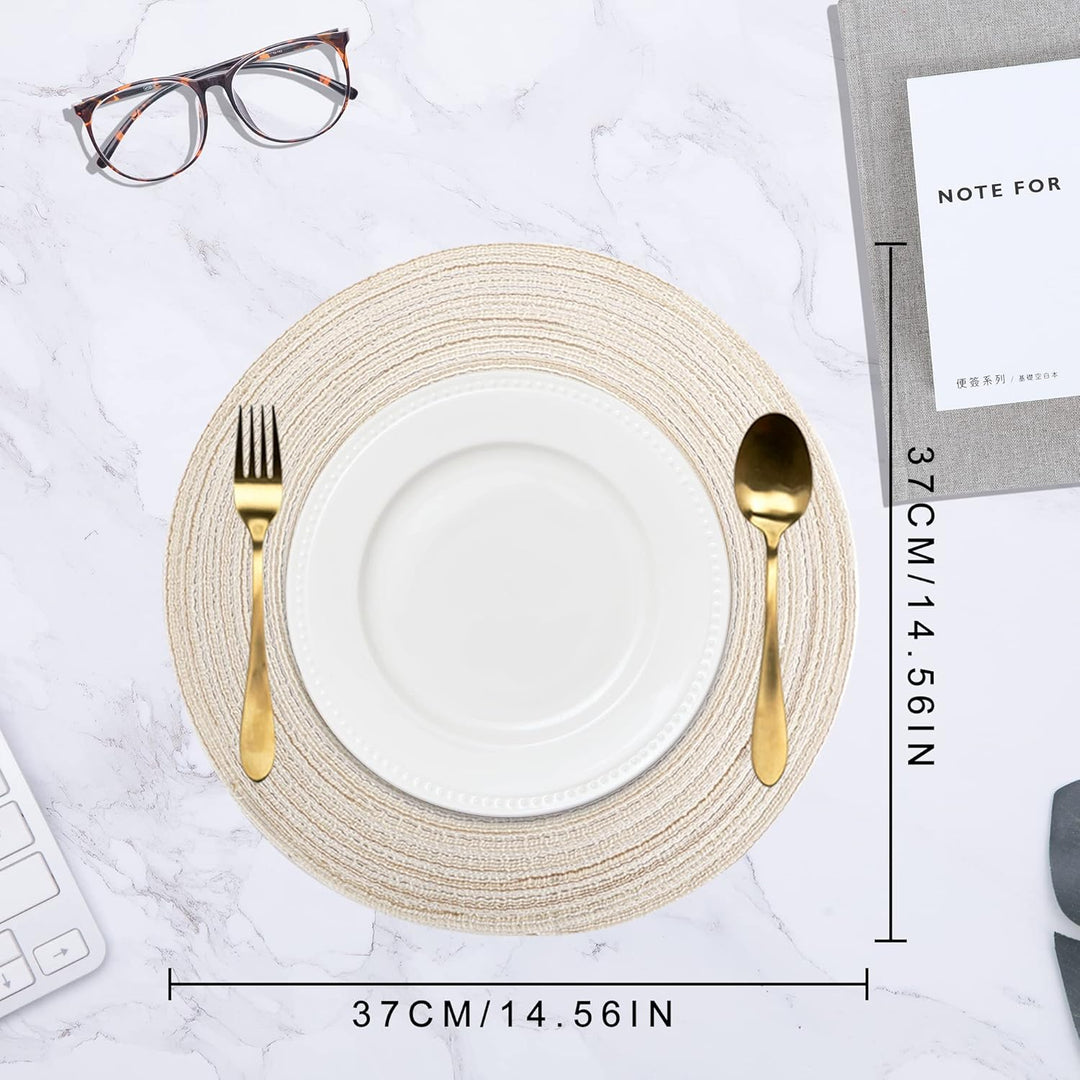 Tischset Rund Geflochten, Platzset Rund 6 stück, Baumwolle Tischsets Abwaschbar Hitzebeständige, 37