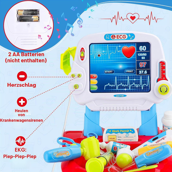 deAO Toys Little Doctor tragbares Krankenhaus-Spielset für Kinder, für Rollenspiele, mit