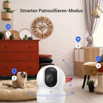 EZVIZ WLAN Indoor Überwachungskamera, 360º PTZ IP Kamera mit Farbnachtsicht, Personen-/Geräuscherken