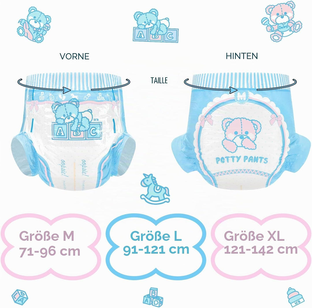 LittleForBig 5500-5800 ml Erwachsenen Gedruckten Windeln 10 Stück - Potty Pants (XL), XL