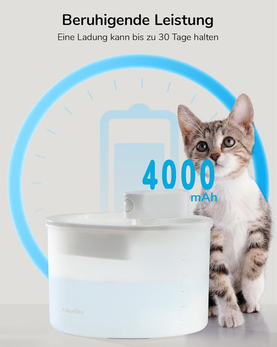 FUKUMARU Katzenbrunnen, 2.5L Trinkbrunnen für Katze und Hunde, mit 4 Filter, Leicht zu reinigender K