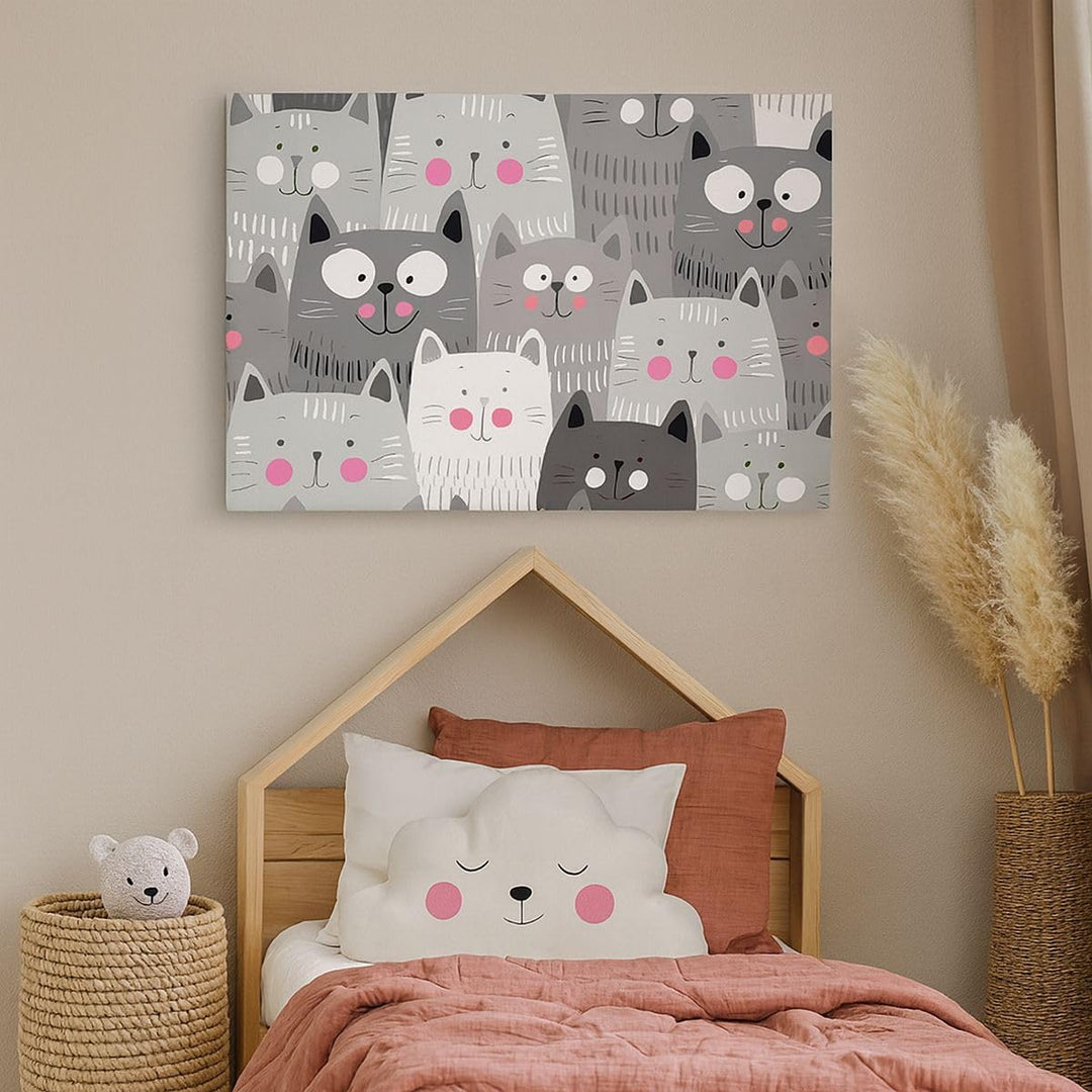 Bilder auf Leinwand Kittys Tiere Illustration Leinwandbild 70x50cm Wandbilder Dekoration Wohnzimmer