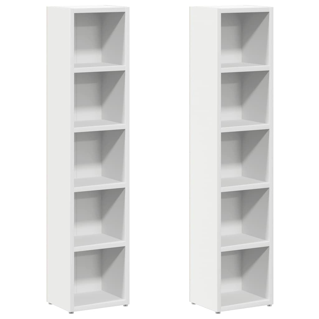 vidaXL CD-Regal, 2er-Set, 21x16x93,5 cm, Weiss, Holzwerkstoff, Vitrinenschrank mit Fach, Aufbewahrun